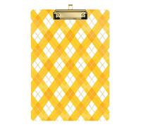 Buffalo Plaid Bright Yellow1 Acrylic clipboard Dental Standard Letter A4 Size Plastic for Soccer Truck Driver Gold 12x9in Tabla para escribir