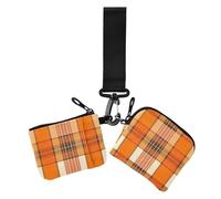 Buffalo Plaid Brown Orange Women's Wallets Card Cases Compact Size Credit Card Wallet Case with Zipper Coin Pocket for Woman 2 Pcs