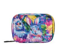 Buffalo Plaid Bunny Rabbits Happy Easter aid Bag with Detachable Compartments Portable Organizer Travel case