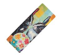 Buffalo Plaid Bunny Rabbits Happy Easter printed yoga mat set for women, natural rubber non slip, with yoga mat storage tapete para ejercicio 71x26 inches