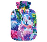 Buffalo Plaid Bunny Rabbits Happy Easter Travel hot Water Bottle with Soft Cover, 2L hot compresses for The Body for Menstrual Cramps, Menstrual Cramps, Bolsa para cólicos menstruales