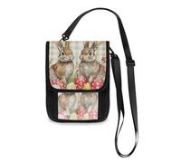 Buffalo Plaid Bunny Rabbits Happy Easter_ Travel Wallet Passport Holder Travel pouching Slim Lightweight Crossbody Bag with Adjustable Strap