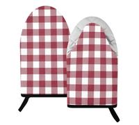 Buffalo Plaid Burgundy Red Oven Mitts Short Kitchen Oven Gloves