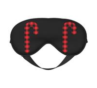 Buffalo Plaid Candy Cane Eye Mask Sleep Mask Light BlockBlindfold Night Eyes Cover Soft Pressure-Free Eyeshade with Elastic Strap for Home Travel Office Nap Yoga