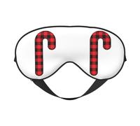 Buffalo Plaid Candy Cane Eye Mask Sleep Mask Light BlockBlindfold Night Eyes Cover Soft Pressure-Free Eyeshade with Elastic Strap for Home Travel Office Nap Yoga