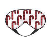 Buffalo Plaid Candy Cane Eye Mask Sleep Mask Light BlockBlindfold Night Eyes Cover Soft Pressure-Free Eyeshade with Elastic Strap for Home Travel Office Nap Yoga