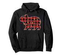 Buffalo Plaid Capybara Lovers Festive Holiday Christmas Pullover Hoodie