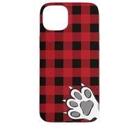 Buffalo Plaid Cat Paw Print Phone Case for iPhone 15 Plus