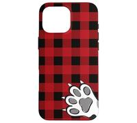 Buffalo Plaid Cat Paw Print Phone Case for iPhone 16 Pro Max