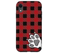 Buffalo Plaid Cat Paw Print Phone Case for iPhone XR