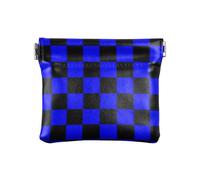 Buffalo Plaid Check Black Blue Women Men Leather Coin Purses Waterproof Organizing Pouches for Woman, buffalo plaid check black blue, One Size, Print Art