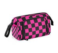 Buffalo Plaid Check Black Deep Peach School Pencil Case Large Capacity Zip Pencil Case with Zipper for Adults Preppy School Supplies