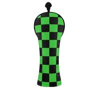 Buffalo Plaid Check Black Lime Green Golf Cover Premium Leather Headcovers with Number Tag for Driver Cover para carro de Golf