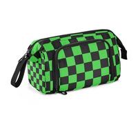 Buffalo Plaid Check Black Lime Green School Pencil Case Large Capacity Storage Bag Portable for Teens College