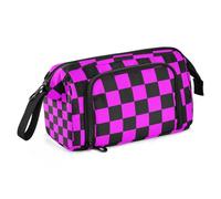 Buffalo Plaid Check Black Magenta School Pencil Case Large Capacity Brush and Pencil Case Multifunctional for Women Office