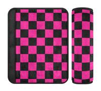Buffalo Plaid Check Black Peach 2 pcs seat Belt Pads More Comfort Driving for Truck forro para cinturon de seguridad