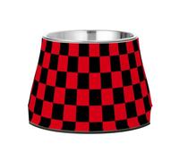 Buffalo Plaid Check Black Red Raised Pets Water Bowl with Stand Stainless Steel Cats Food Bowl for Loving Pet Whisker Relief