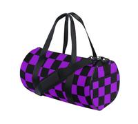Buffalo Plaid Check Black Violet Large Capacity Duffel Bags Gym Carry On Weekend Bag