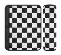 Buffalo Plaid Check Black White 2 pcs car seat Accessories More Comfort Driving for Truck accesorios para carro