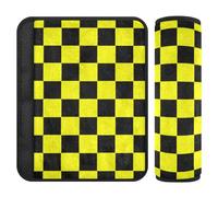 Buffalo Plaid Check Black Yellow 2 pcs Shoulder pad for seat Belt More Comfort Driving for Bag funda para cinturón de carro