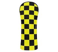 Buffalo Plaid Check Black Yellow Golf Club Head Covers Waterproof Headcovers with Number Tag for Woods and Driver Fairway Hybrid