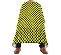 Buffalo Plaid Check Black Yellow Hair Cutting Apron with Adjustable Snap Closure, Cool Apron for Hair capa para Corte de Cabello 65" x 55"