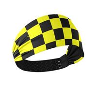 Buffalo Plaid Check Black Yellow Non-Slip? baseball headband Elastic hairbands for women's hair for Workouts Daily use tennis Gym vendas para el pelo mujer