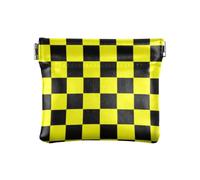 Buffalo Plaid Check Black Yellow Women's Small Leather Coin Purse Wallet Fancy Pocket Purse Makeup Bag for Woman, buffalo plaid check black yellow, One Size, Print Art
