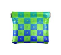 Buffalo Plaid Check Blue Green Heart Gradient Women's Leather Coin Purse Convenient Mini Change Wallet Coin Pocket for Woman Girl