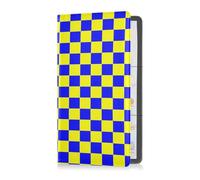 Buffalo Plaid Check Blue Yellow Premium Leather Registration and Insurance Card Holder Car Essentials for Cards, Essential Document Driver License