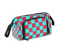 Buffalo Plaid Check Cyan Red Pencil Bags Large Capacity Big Pencil Cases with Zipper for Boys High School