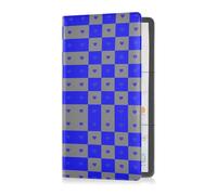 Buffalo Plaid Check Gray Blue Heart Pu Leather Car Registration and Insurance Holder Wallet Accessories Case for Cards, Essential Document Driver License