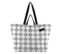 Buffalo Plaid Check Gray White Canvas Totes Utility Kitchen Grocery Bags Casual Shopping Bag for Women Travel Picnic Accessories bolso Negro para Mujer