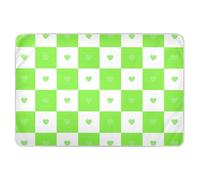 Buffalo Plaid Check Heart Green Extra Large Resuable Potty Training Pee Pad Waterproof Washable Diaper Changing Pad Slip-Resistant Travel Mattress for Kids Bedwetting, 52" L x 34" W