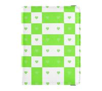 Buffalo Plaid Check Heart Green Leather Passport Holder Cover Wallet Passport Cover Ultra Slim