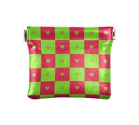 Buffalo Plaid Check Heart Green Red Women PU Leather Coin Purse Cute Mini Cosmetic Case for Women Girls