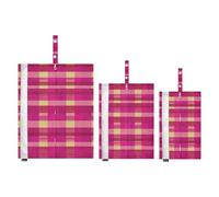 Buffalo Plaid Check Peach Yellow 3pcs Travel Packing Storage Bags Stackable Closet Storage Luggage Bags Bedding Storage