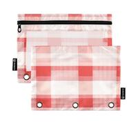 Buffalo Plaid Check Red Binder Pouches Makeup Bag for Rings Binder Organizer with 3 Rings for School Office Document Organizer