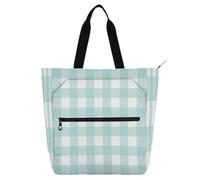 Buffalo Plaid Check Tartan Scotland Blue Pattern Kids Tote Bag Piano Book Bag for Kids Women Men Water-resistant Heavy Duty Reusable Library Book Bag Grocery Bag for School and Playtime Rainbow