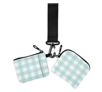 Buffalo Plaid Check Tartan Scotland Blue Pattern Women's Card Cases Change Holder Compact Size Credit Card Wallet Case with Zipper Pocket for Woman 2 Pcs