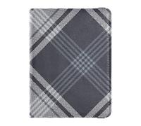Buffalo Plaid Check Tartan Scotland Blue White Leather Passport and Vaccine Card Wallet Combo Travel Documents Organizer Protector Passport Cover Holder Wallet Case for Travel Essential Waterproof,