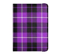 Buffalo Plaid Check Tartan Scotland Pattern Purple Leather Passport and Vaccine Card Holder Combo Travel Documents Organizer Protector Passport Holder for Travel Essential Waterproof, Multicolor, One