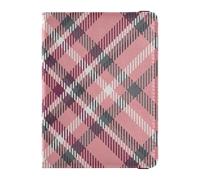 Buffalo Plaid Check Tartan Scotland Peach Black White Purple Leather Passport and Vaccine Card Holder Combo Passport Case Travel Documents Wallet Passport Holder for Travel Essential Waterproof,
