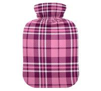 Buffalo Plaid Check Tartan Scotland Peach Purple hot Waterbottle with Soft Cover, 2L hot compresses for The Body for (Scenario), (Scenario), (Scenario)