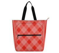 Buffalo Plaid Check Tartan Scotland Red Cute Book Tote Bag for Kids Women Men Lightweight Heavy Duty Teacher Tote Bag Library Bag for School Shopping Travel Rainbow