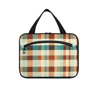 Buffalo Plaid Check Terracotta Turquoise Hanging Travel Bags for Men with Hook, Designer Chic Bag for toiletries for Travel Make up Backpacking envase para Perfume de L