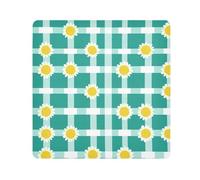 Buffalo Plaid Check Turquoise white Sunflower Magic Sticker Cosmetics Pouchs Cloth Portable Makeup Organizer Wrap Camera Lens Cloth Wrapper Organizer Bags For Women Size 21.7x21.7in