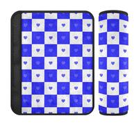 Buffalo Plaid Check White Blue Heart 2 Pack seat Belt Pads for Adults More Comfort Driving for Sedan forro para cinturon de seguridad