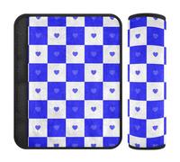 Buffalo Plaid Check White Blue Heart 2 Pack Seatbelt Cover Release Stress to Your Neck and Shoulders for SUV forro para cinturon de seguridad