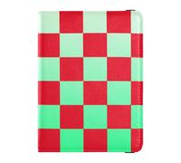 Buffalo Plaid Check White Red Green Gradient Leather Passport Holder Covers Case Wallet Passport Holder Passport Cover with RFID Blocking Waterproof, buffalo plaid check white red green gradient, One